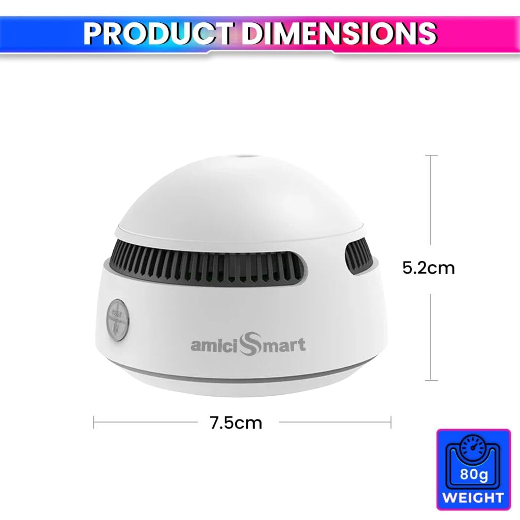 Wi-Fi Smoke Detector & Fire Alarm Sensor with Photoelectric Remote Monitoring with Loud Alert & Battery Operated