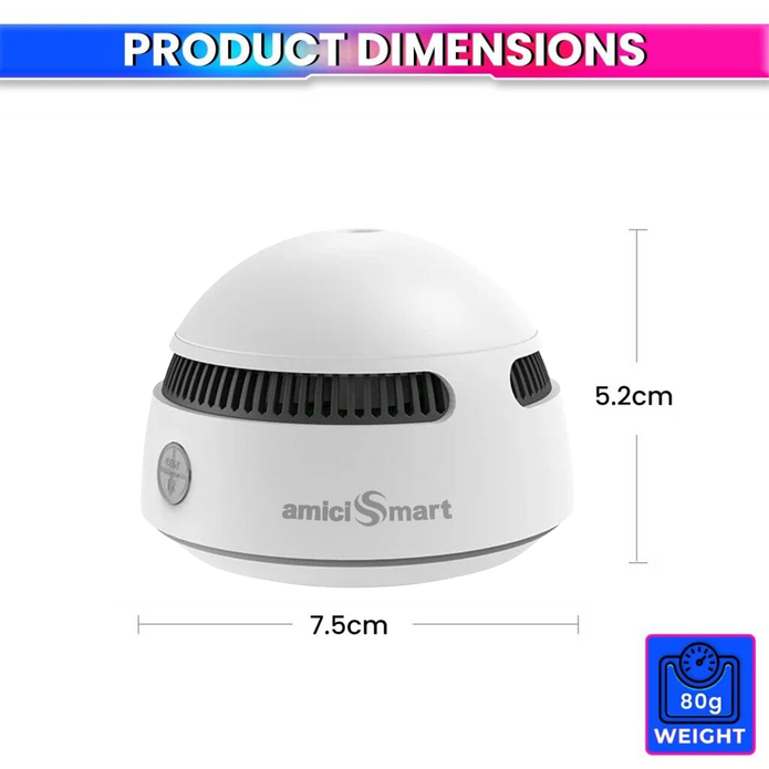 Wi-Fi Smoke Detector & Fire Alarm Sensor with Photoelectric Remote Monitoring with Loud Alert & Battery Operated