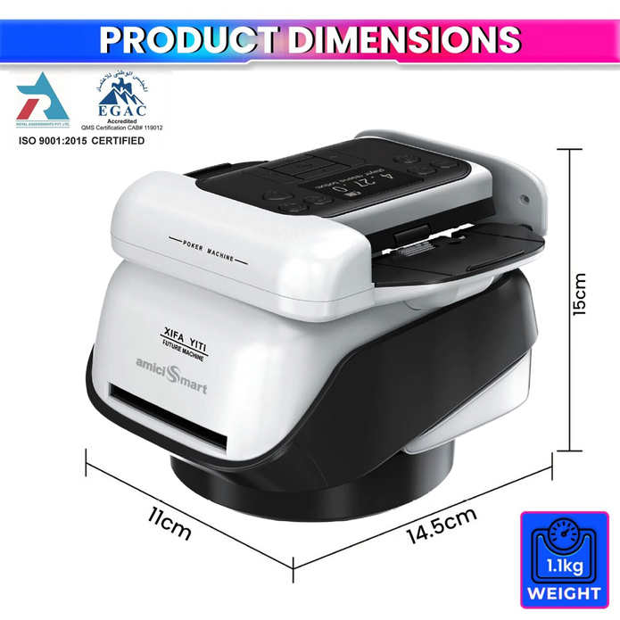 Smart Poker Automatic 2-in-1 Playing Cards Shuffler & Dealer Machine with 360° Rotating OLED Display
