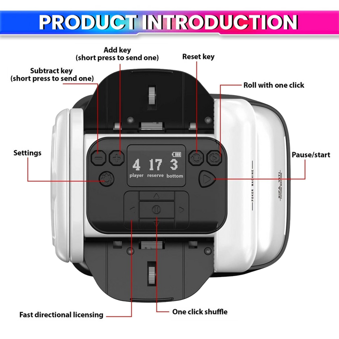 Smart Poker Automatic 2-in-1 Playing Cards Shuffler & Dealer Machine with 360° Rotating OLED Display
