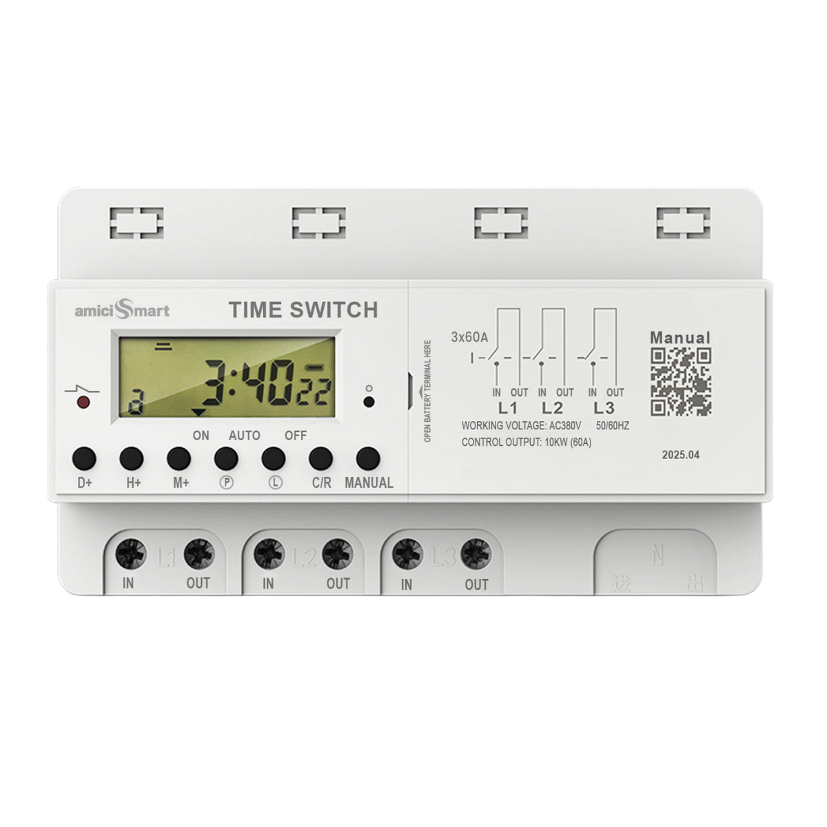 Digital Timer Switch for Heavy Load Use LCD Display Weekly Timer Relay with 380V 60A 3 Phase, 50Hz