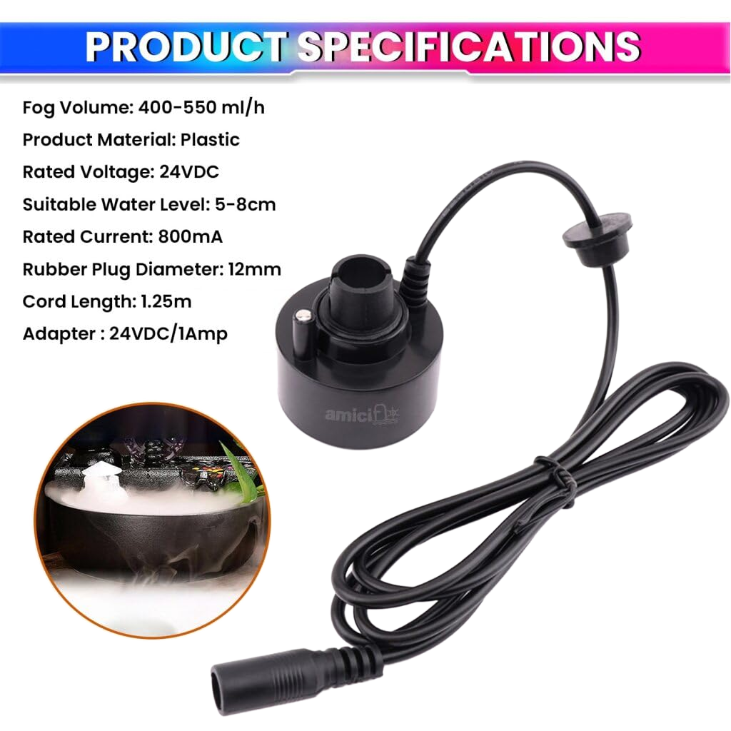 Ultrasonic Mist Maker Fogger Atomizer Spray Machine With Auto Shut-Off For Parties & Function