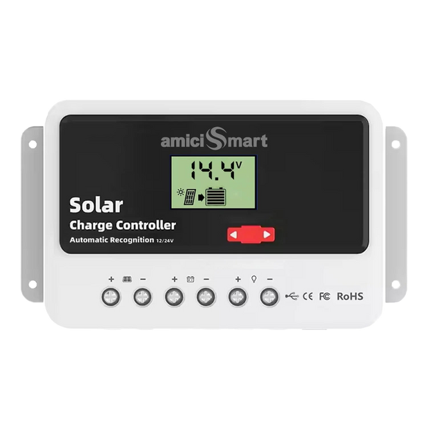 20A Solar Charge Controller Intelligent Battery Regulator for Lead Acid & Lithium Battery with 3A USB Port