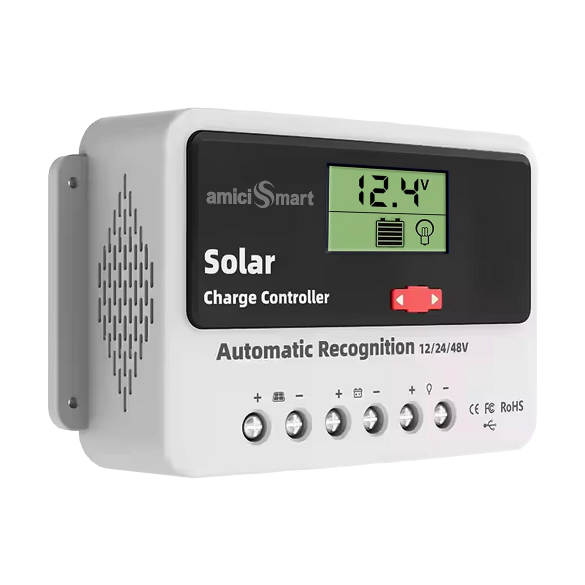 Solar Charge Controller 50A, Intelligent Battery Regulator for Solar Panel LCD Display with USB Port (50A)