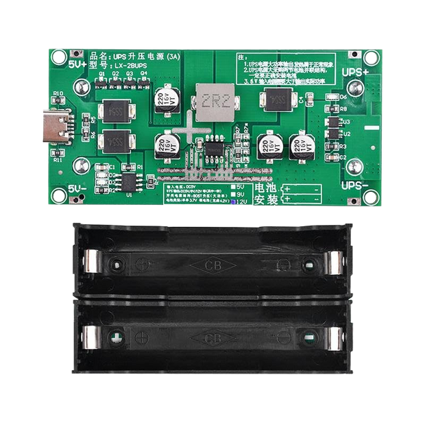 18650 Lithium Battery Charger Module with Type-C Input 5V to 12V DC-DC Step-Up Booster Converter & 3A Fast Charging