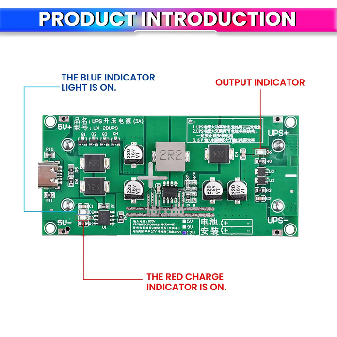 18650 Lithium Battery Charger Module with Type-C Input 5V to 12V DC-DC Step-Up Booster Converter & 3A Fast Charging
