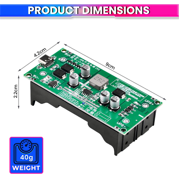 18650 Lithium Battery Charger Module with Type-C Input 5V to 12V DC-DC Step-Up Booster Converter & 3A Fast Charging