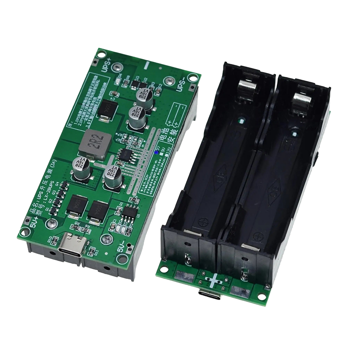 18650 Lithium Battery Charger Module with Type-C Input 5V to 12V DC-DC Step-Up Booster Converter & 3A Fast Charging