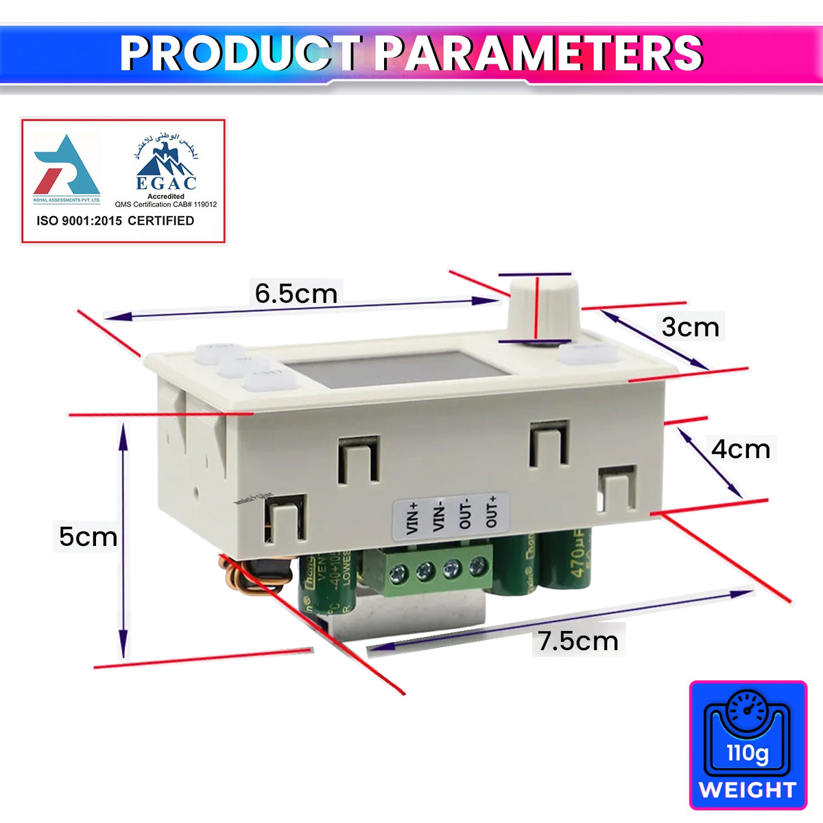 150W 8A Programmable DC Power Supply Module with LCD Display