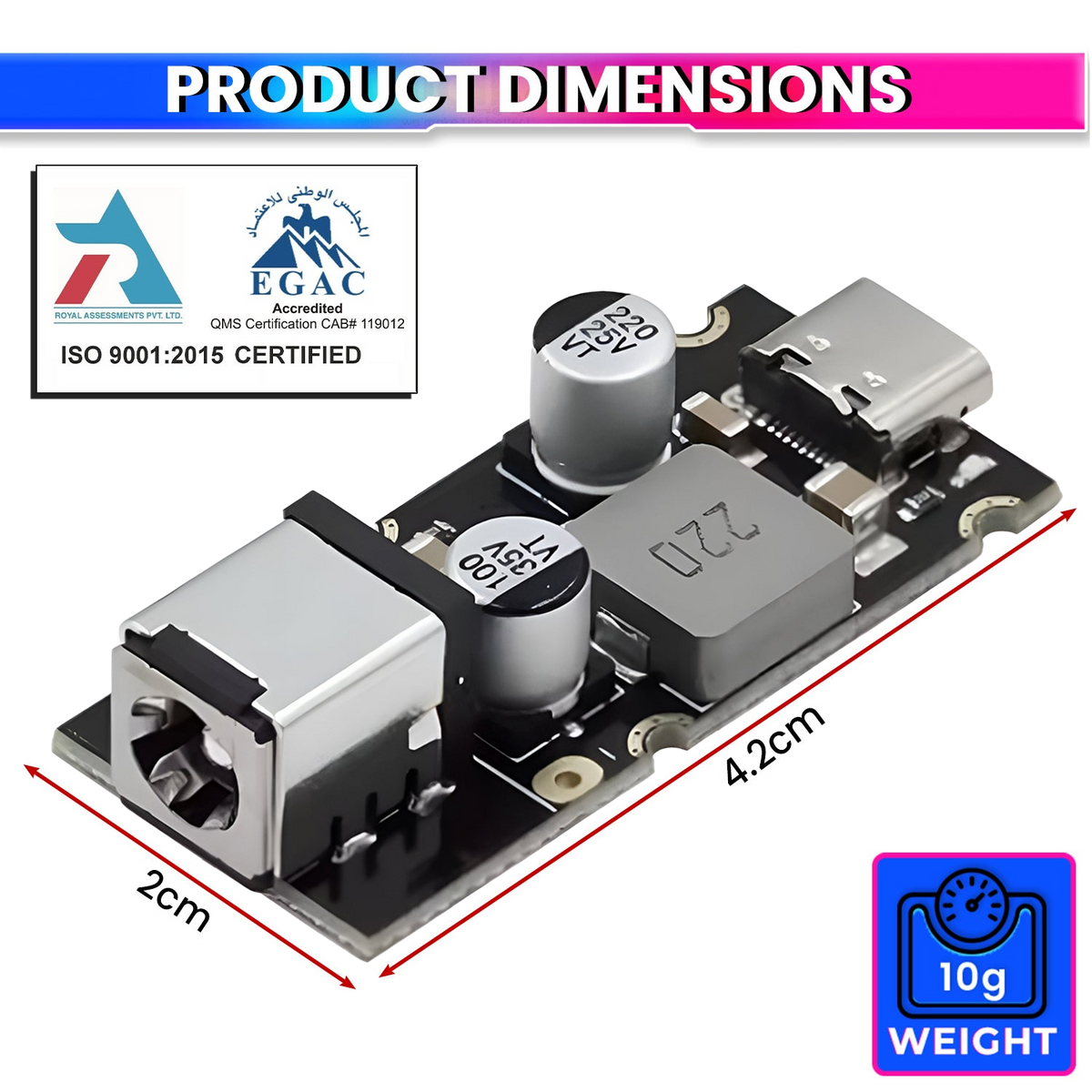 65W USB Fast Charger Module QC4.0 / QC3.0 & PD3.1 (PPS) | DC 8–30V Input DIY USB-C Charging Board