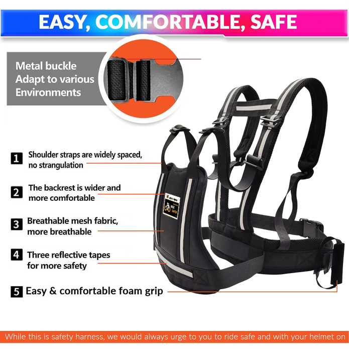 Baby Harness for Two-Wheeler, Kids Motorcycle Safety Belt with Adjustable Straps (1–6 Years)