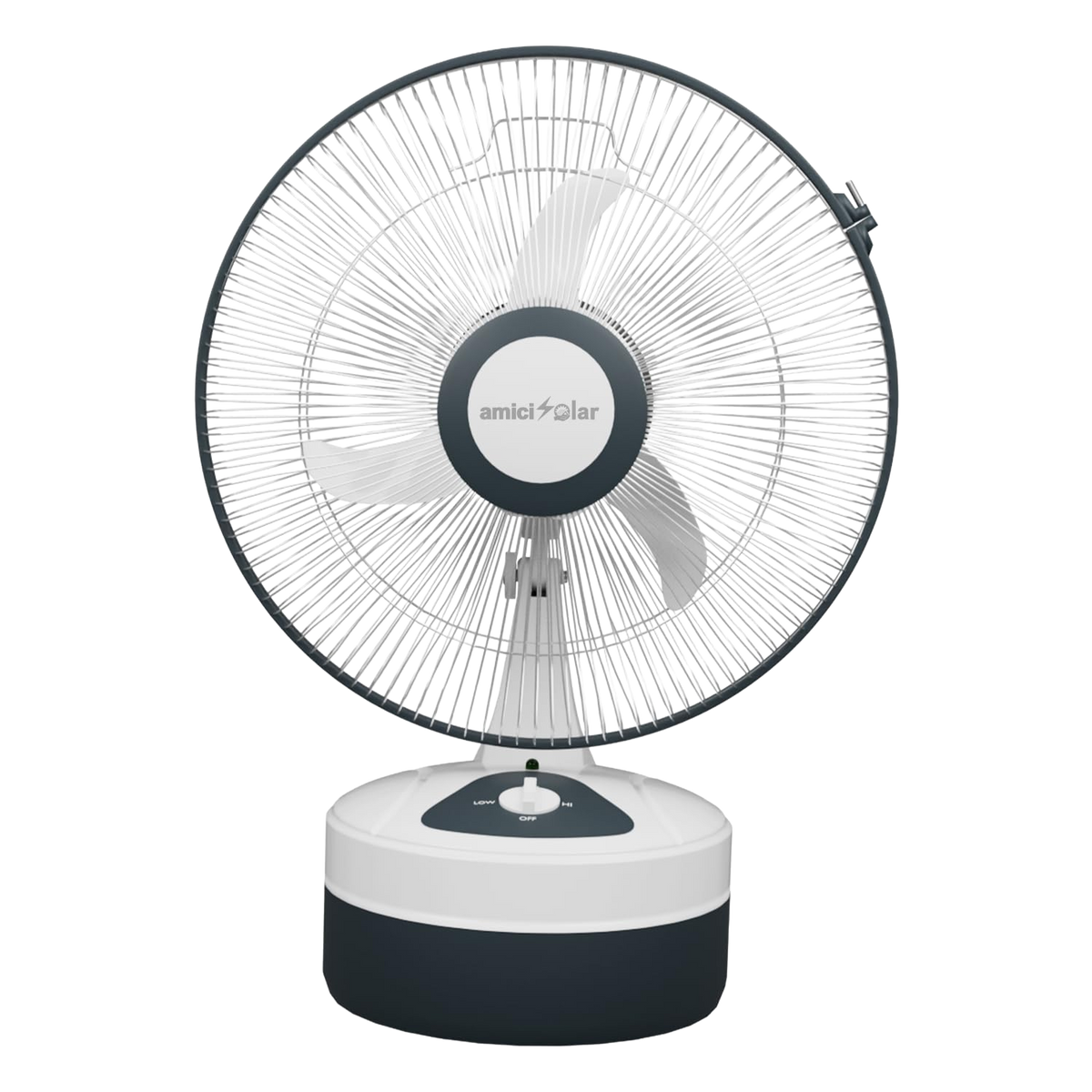 12-Inch Rechargeable Table Fan – Portable 3-Speed AC/DC Fan with 24-Hour Battery Backup
