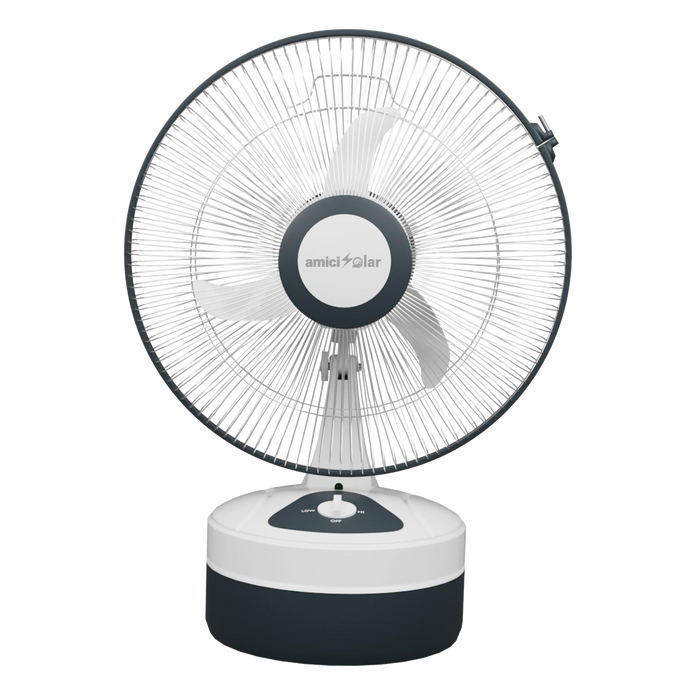 12-Inch Rechargeable Table Fan – Portable 3-Speed AC/DC Fan with 24-Hour Battery Backup