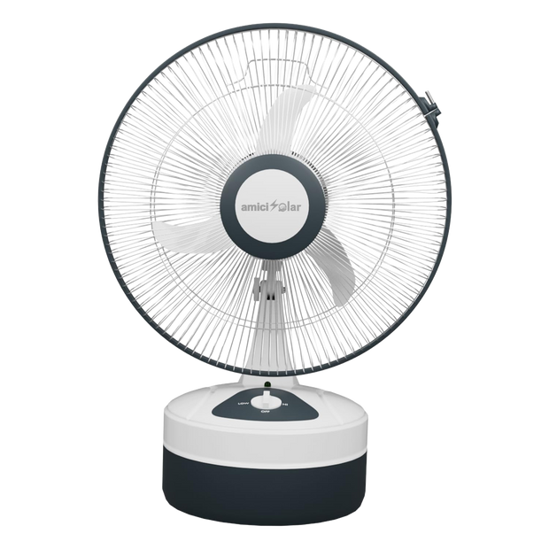 12-Inch Rechargeable Table Fan – Portable 3-Speed AC/DC Fan with 24-Hour Battery Backup