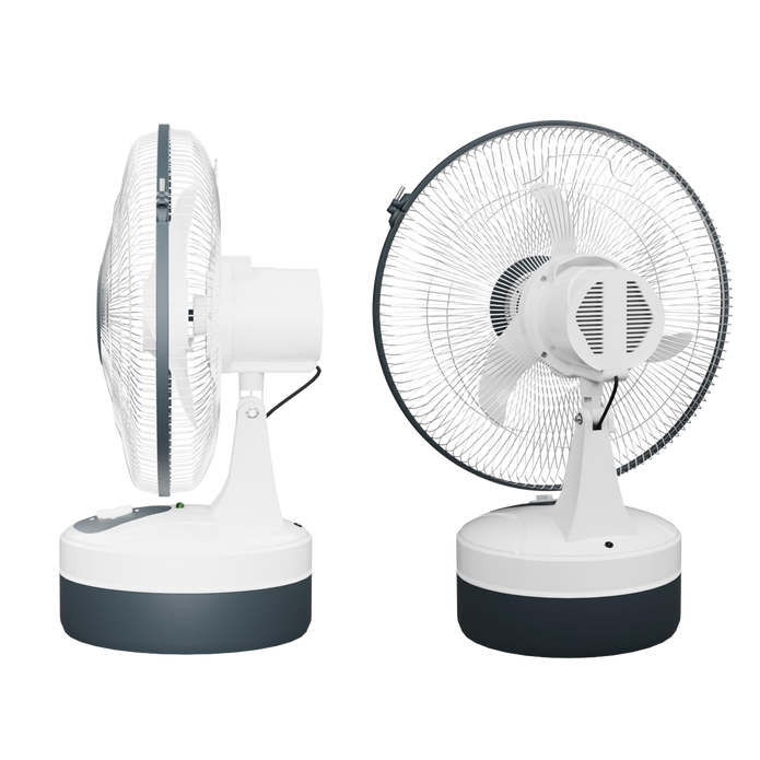 12-Inch Rechargeable Table Fan – Portable 3-Speed AC/DC Fan with 24-Hour Battery Backup