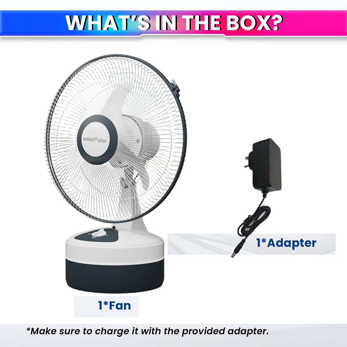 12-Inch Rechargeable Table Fan – Portable 3-Speed AC/DC Fan with 24-Hour Battery Backup
