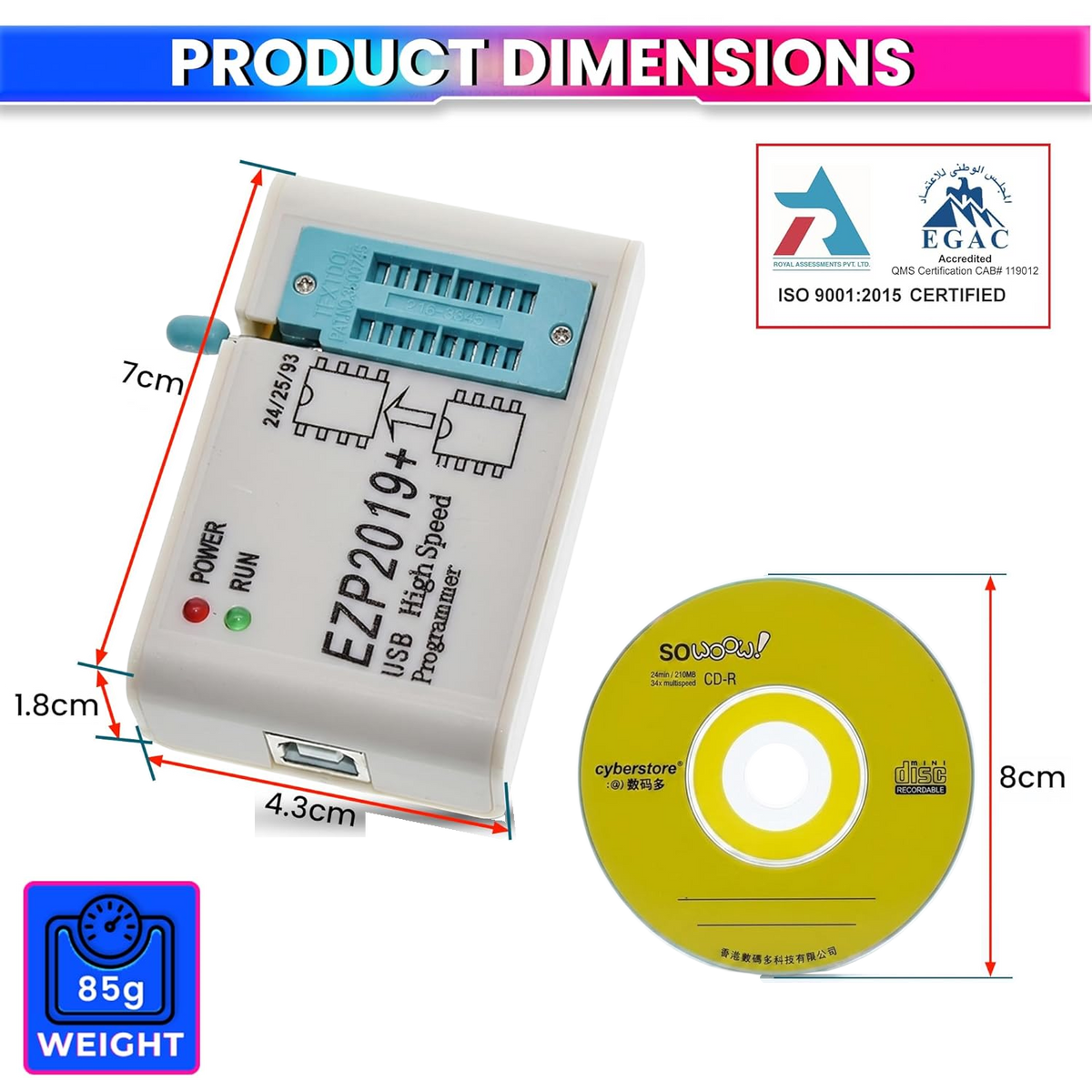 EZP2019+ High-Speed USB SPI Programmer for EEPROM/BIOS Flash Chip Programming