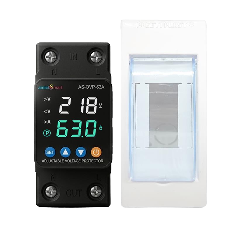 amiciSmart upgraded black 63A voltage protector with protective mount
