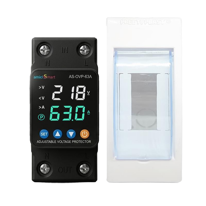 amiciSmart upgraded black 63A voltage protector with protective mount