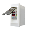 amiciSmart white 63A voltage protector with protective mount — hero with mount