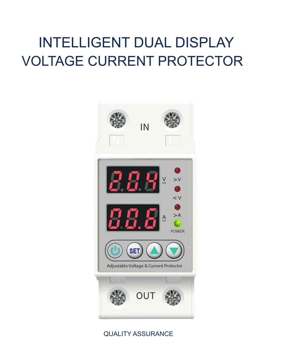 amiciSmart white 63A voltage protector with protective mount — dual display