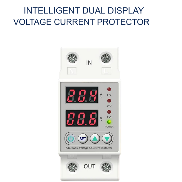 amiciSmart white 63A voltage protector with protective mount — dual display