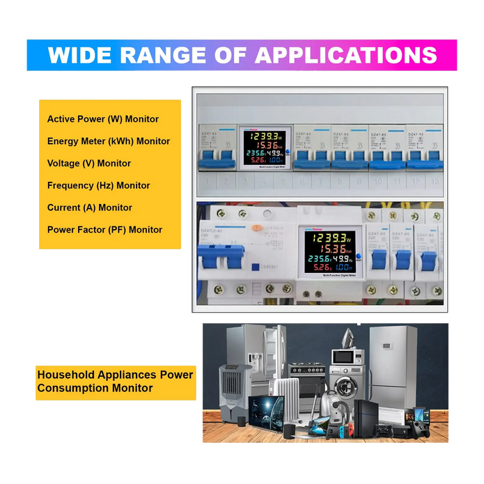 amiciSense energy meter applications and six electrical measurements