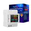 amiciSense 6-in-1 digital energy meter with packaging — AC 40–300V, 100A