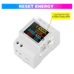 Energy meter reset instructions — long press for 5 seconds to reset accumulated energy