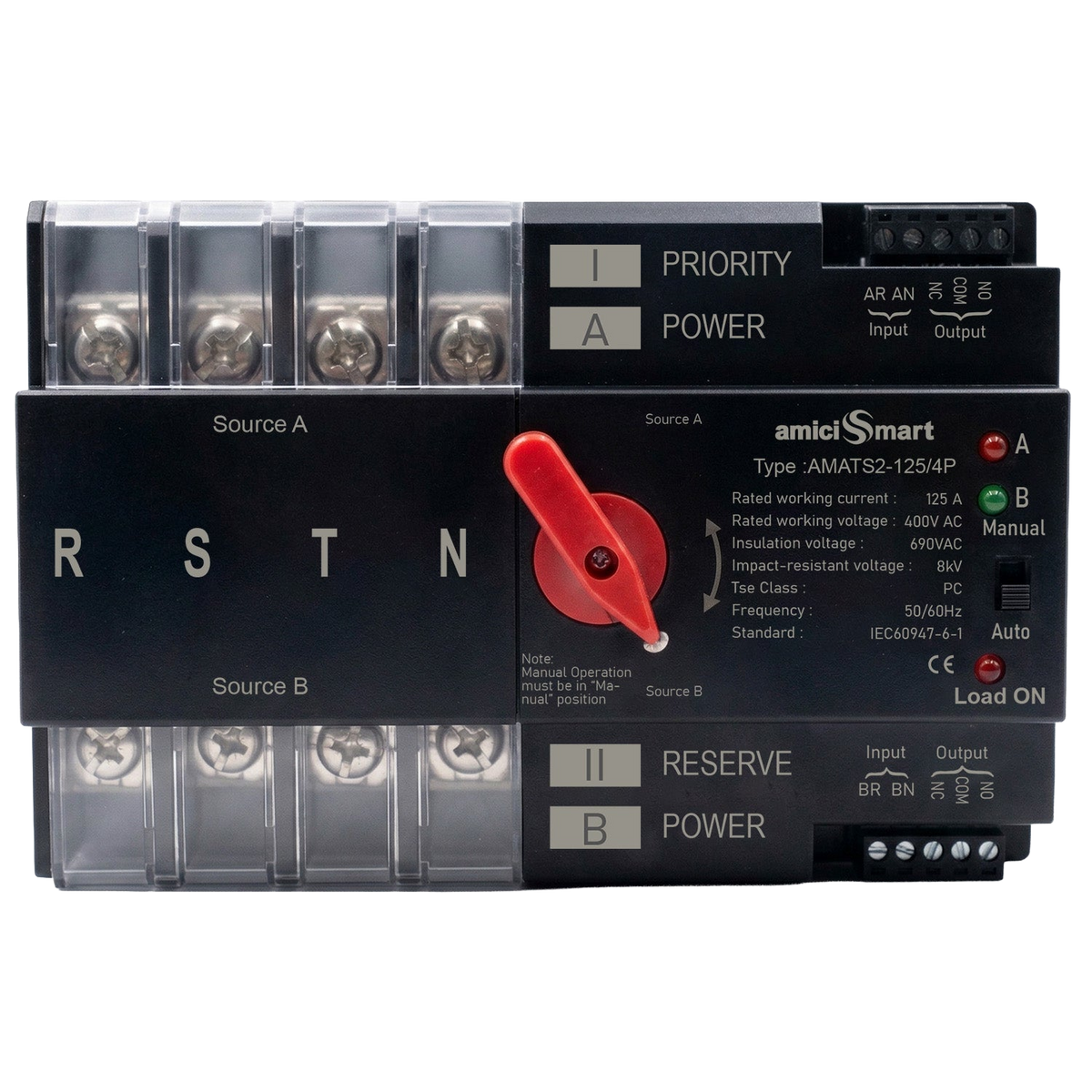 125A Automatic / Manual Transfer Switch — 400V AC · Three-phase · 4-pole