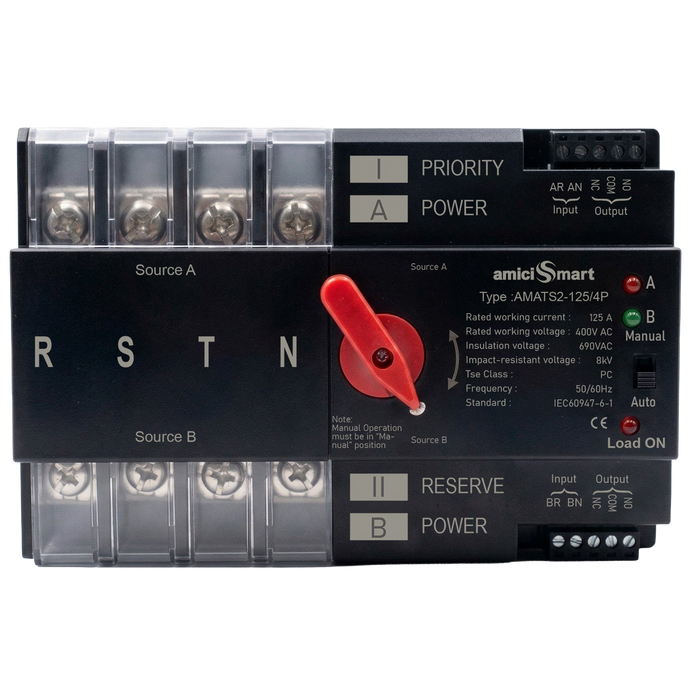 125A Automatic / Manual Transfer Switch — 400V AC · Three-phase · 4-pole