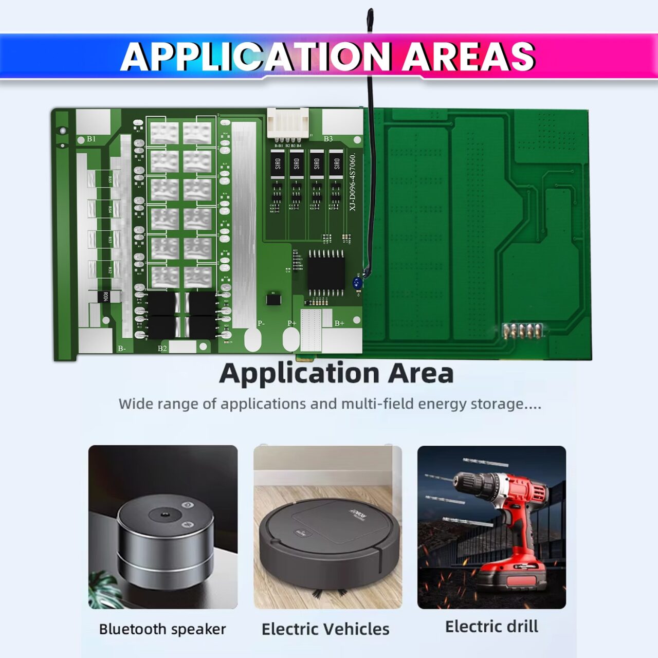 4S 12V 10A LiFePO4 BMS with NTC Sensors – Smart Battery Management System with 120A Protection & Balancing