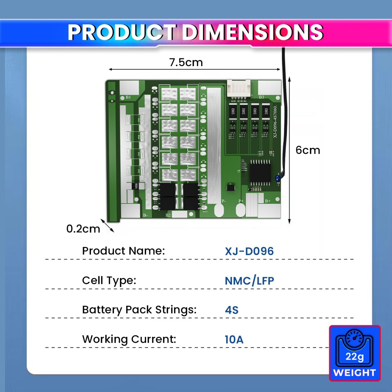4S 12V 10A LiFePO4 BMS with NTC Sensors – Smart Battery Management System with 120A Protection & Balancing