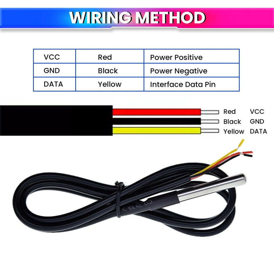 Waterproof Temperature Sensor Module Kit with Stainless Steel Probe & Terminal Adapter High-Precision Digital Sensor amiciKart