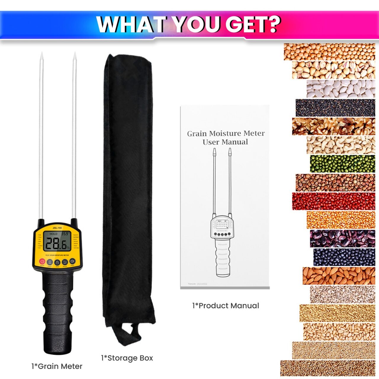 Grain Moisture Meter Handheld Humidity Tester for Wheat, Rice, Corn, etc with 4 AA Battery amiciKart c0tmiz-hs.myshopify.com