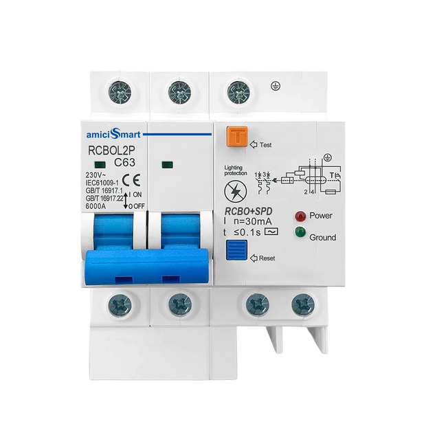 amiciSmart 63A RCBO with Lightning Protection