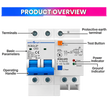 RCBO controls and terminal overview