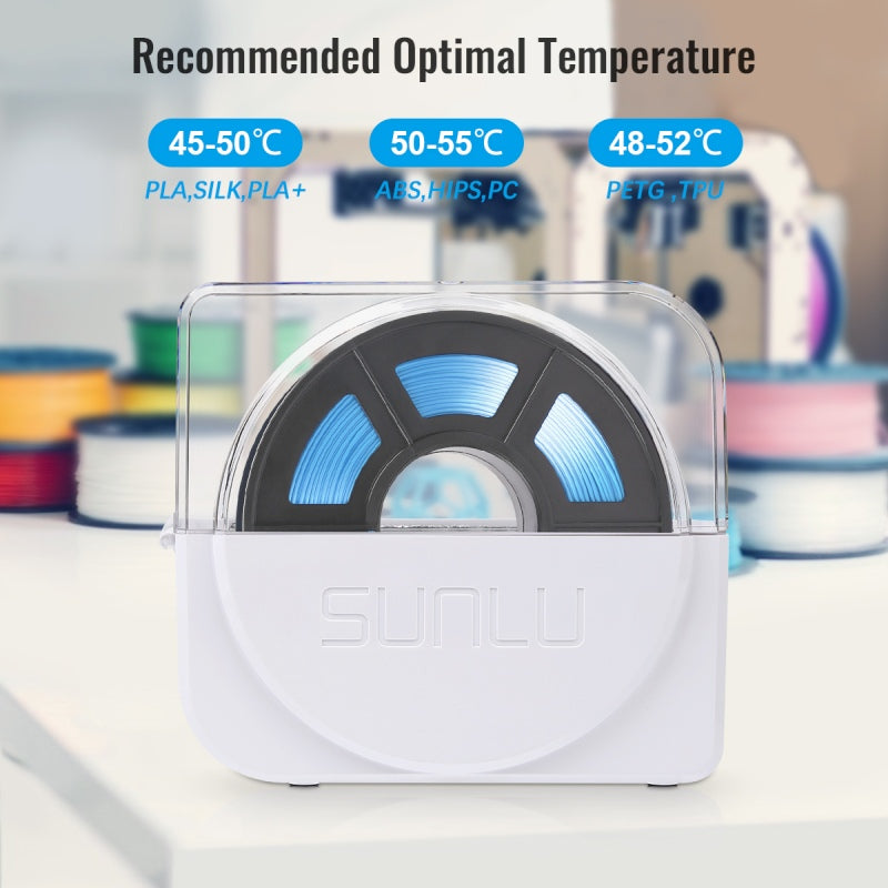 amiciCare 3D Printer Filament Dryer Box with Fan & LCD Display, 35–55°C Adjustable Heating, 0–24H Timer, Dry While Printing, 1.75/2.85/3mm Filament Support, Low-Noise Design