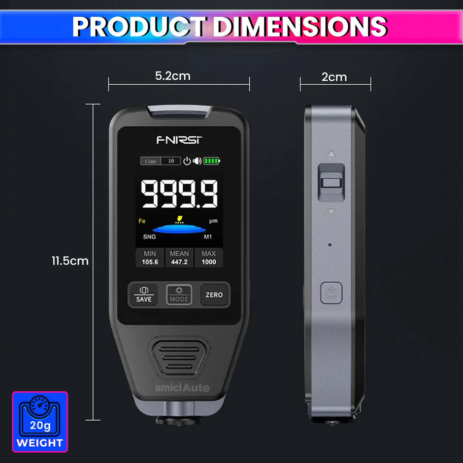 Car Paint Tester (0–1400μm) Magnetic & Non-Magnetic Coating Thickness Gauge Digital Paint Meter with Rotatable Display