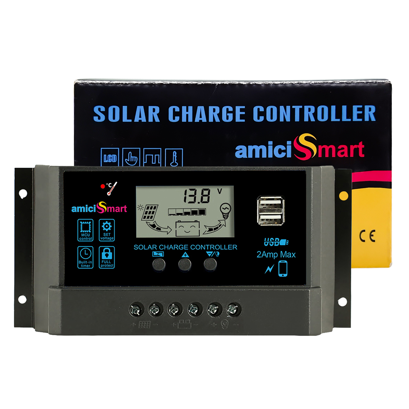 Universal Intelligent Solar Charge Controller 10A for Solar Panel With LCD Display and USB Port 12V/24V