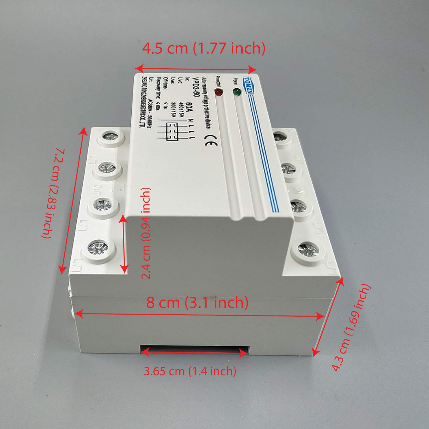 3 Phase Fixed Over/Under Voltage Protector 380V With Big Mount