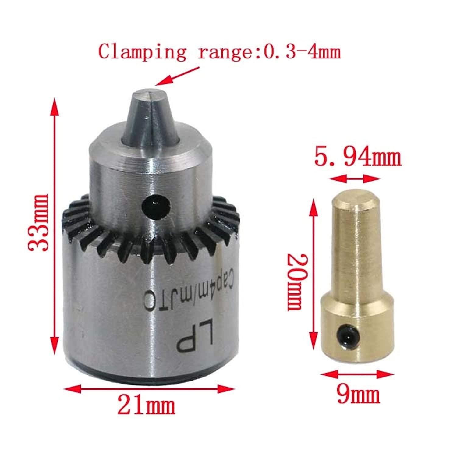 Motor Drill Chucks Clamping for 0.3-4 mm Bits (Set of 4)