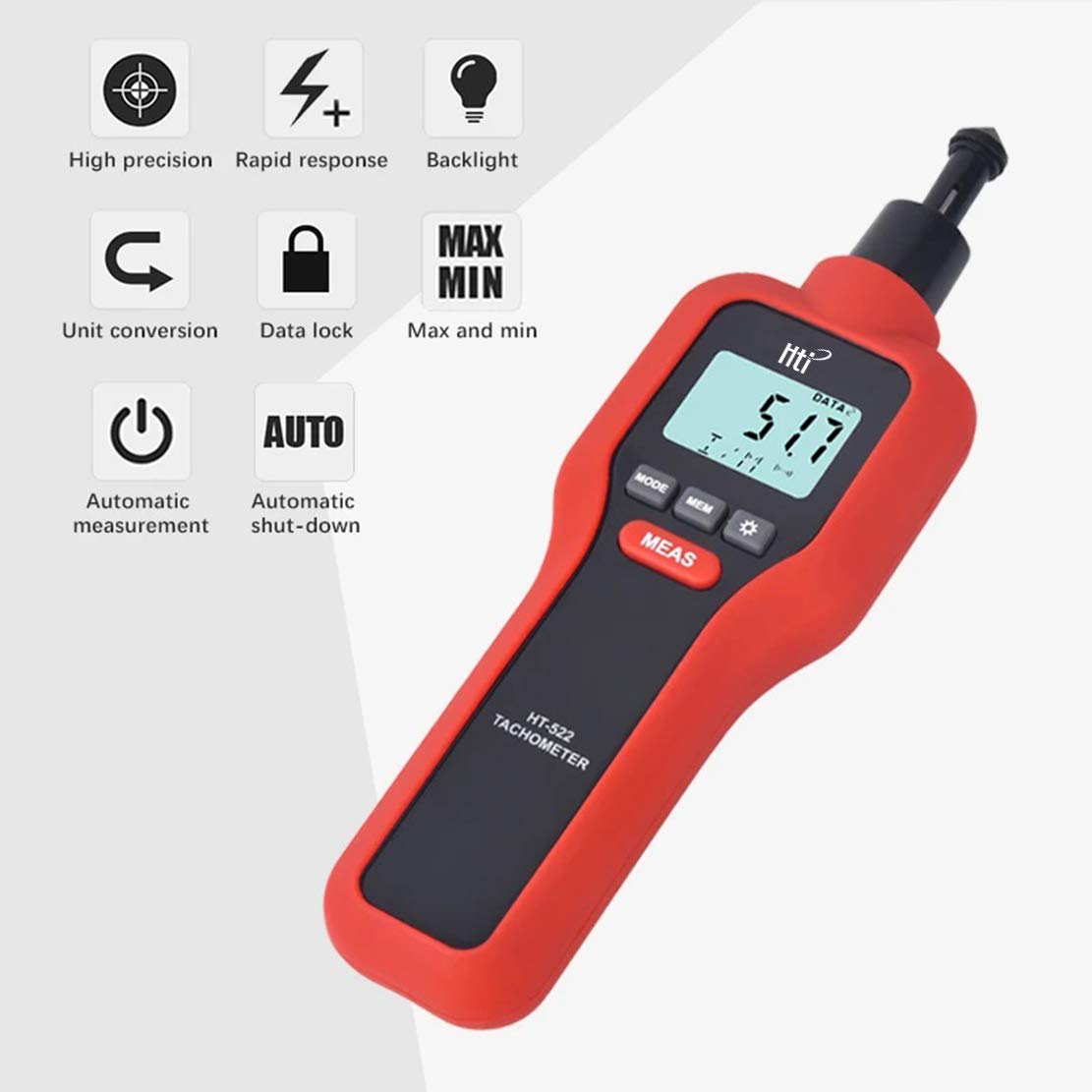 2 in 1 Digital Tachometer with 9V Battery