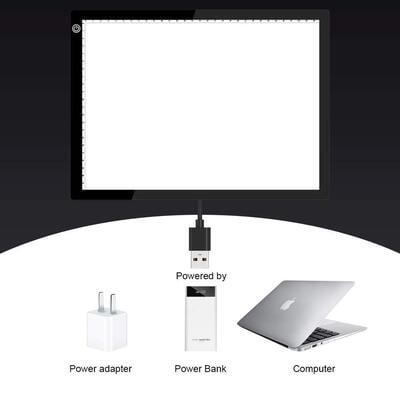 Ultra-Thin Portable LED Drawing Board A3 Size Tracing Board USB Powered with Adjustable Brightness Light Pad for Sketching Animation Stenciling X-Ray Viewing (A3)