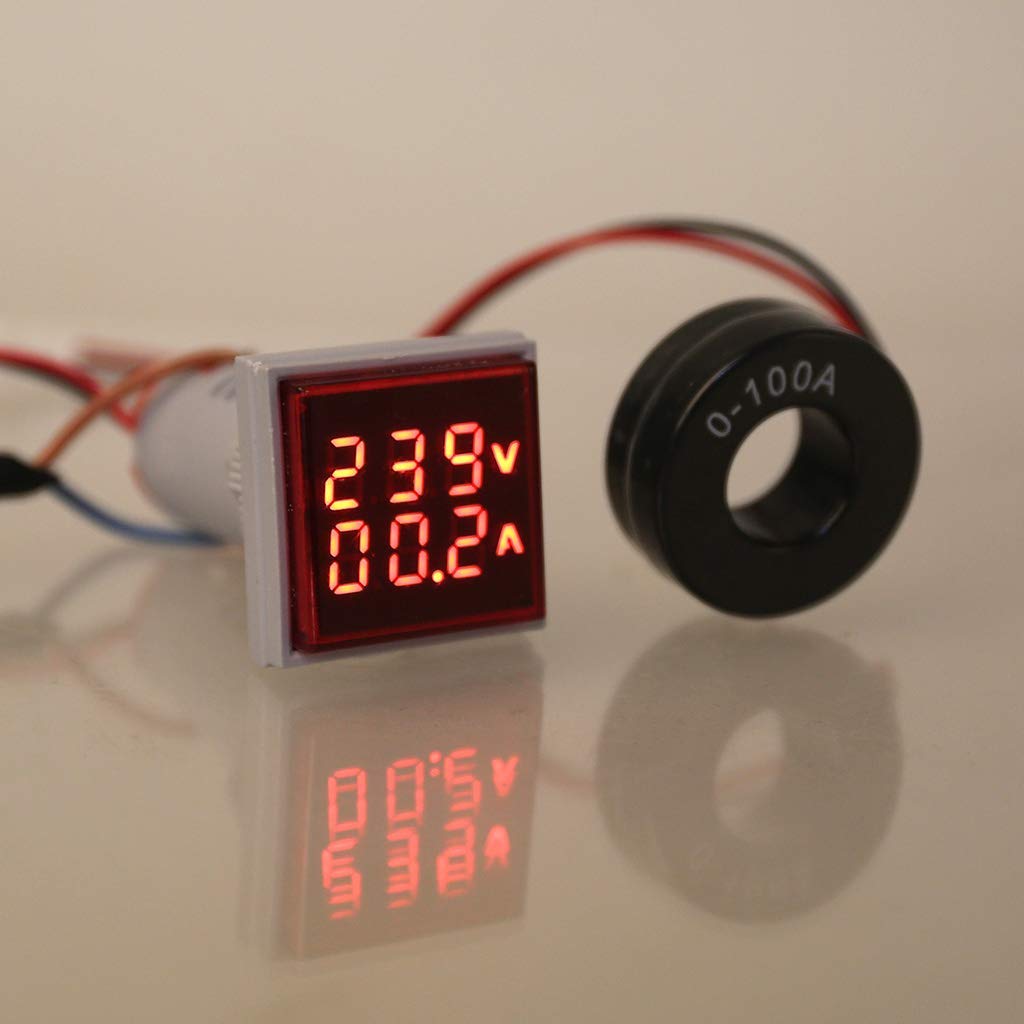 amiciSmart Voltage/Current Meter LED Display Voltmeter Ammeter AC 60-500 V 0-100A(Red)