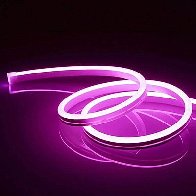 Neon LED Strip Light 5m Long Pink Color With 2 Amp Adapter