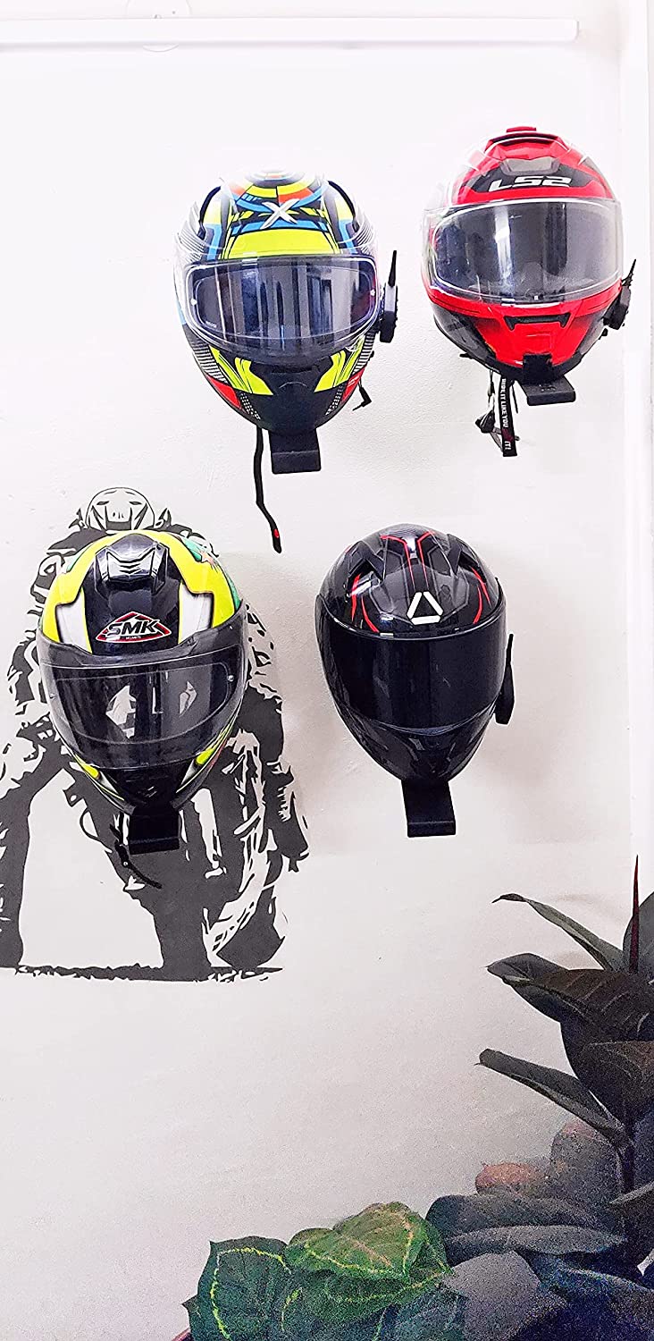 Wall Mount Helmet Stand Black Color