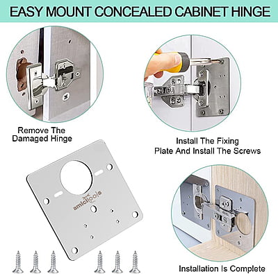 Cabinet Hinge Support SS Plate Set of 8