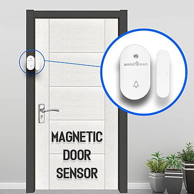 Smart Doorbell Receiver with Magnetic Door Transmitter and batteries.