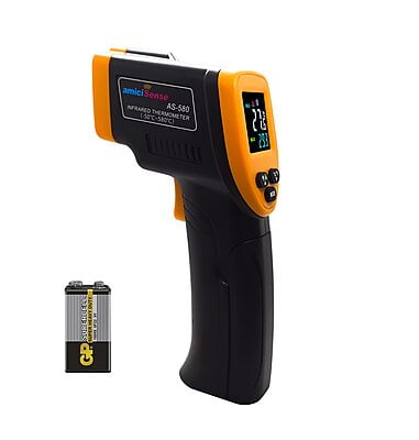 Colorful Screen Infrared Thermometer (Pyrometer) (-50°C-580°C) with 9V Battery